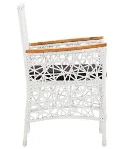 vidaXL Outdoor Chairs 2 pcs with Cushions Poly Rattan White