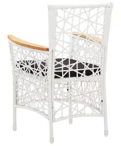 vidaXL Outdoor Chairs 2 pcs with Cushions Poly Rattan White