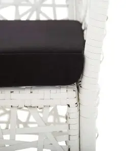 vidaXL Outdoor Chairs 2 pcs with Cushions Poly Rattan White