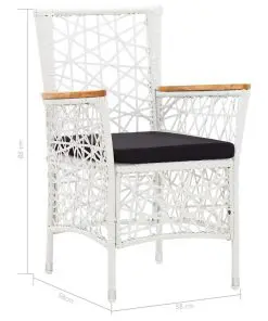 vidaXL Outdoor Chairs 2 pcs with Cushions Poly Rattan White