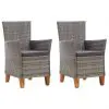 vidaXL Garden Chairs 2 pcs with Cushions Poly Rattan Grey