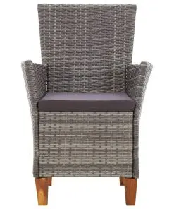 vidaXL Garden Chairs 2 pcs with Cushions Poly Rattan Grey