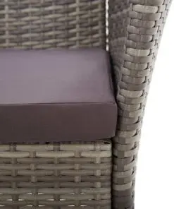 vidaXL Garden Chairs 2 pcs with Cushions Poly Rattan Grey