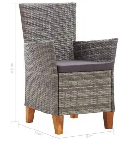 vidaXL Garden Chairs 2 pcs with Cushions Poly Rattan Grey
