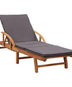 vidaXL Sun Lounger with Cushion Solid Acacia Wood