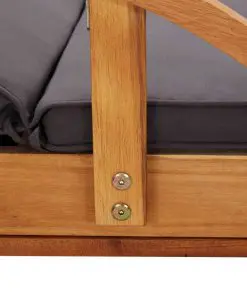vidaXL Sun Lounger with Cushion Solid Acacia Wood