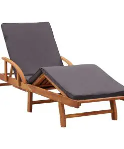 vidaXL Sun Lounger with Cushion Solid Acacia Wood