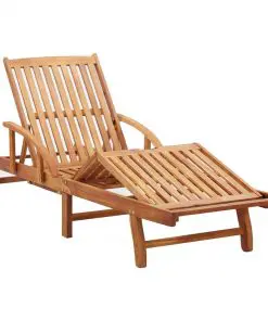 vidaXL Sun Lounger with Cushion Solid Acacia Wood