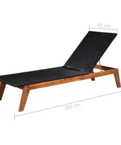 vidaXL Sun Loungers 2 pcs with Table Poly Rattan and Solid Acacia Wood
