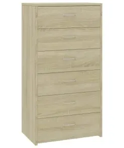 vidaXL Sideboard with 6 Drawers Sonoma Oak 50x34x96 cm Chipboard