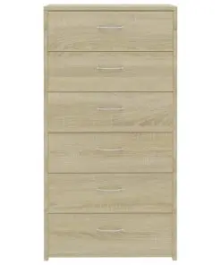 vidaXL Sideboard with 6 Drawers Sonoma Oak 50x34x96 cm Chipboard