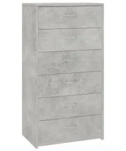 vidaXL Sideboard with 6 Drawers Concrete Grey 50x34x96 cm Chipboard
