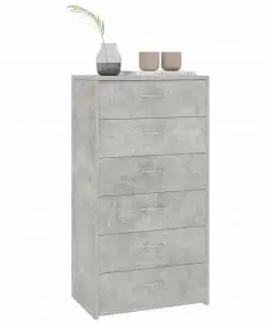 vidaXL Sideboard with 6 Drawers Concrete Grey 50x34x96 cm Chipboard