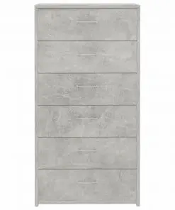 vidaXL Sideboard with 6 Drawers Concrete Grey 50x34x96 cm Chipboard