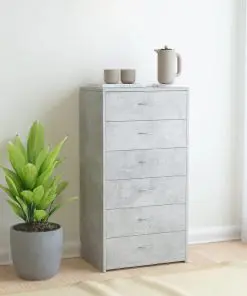 vidaXL Sideboard with 6 Drawers Concrete Grey 50x34x96 cm Chipboard
