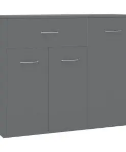 vidaXL Sideboard High Gloss Grey 88x30x70 cm Chipboard