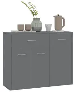 vidaXL Sideboard High Gloss Grey 88x30x70 cm Chipboard