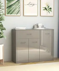 vidaXL Sideboard High Gloss Grey 88x30x70 cm Chipboard