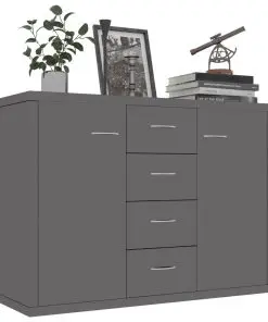 vidaXL Sideboard High Gloss Grey 88x30x65 cm Chipboard
