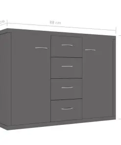 vidaXL Sideboard High Gloss Grey 88x30x65 cm Chipboard