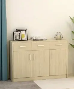 vidaXL Sideboard Sonoma Oak 110x34x75 cm Chipboard