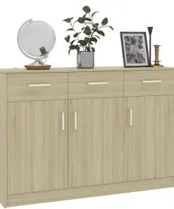 vidaXL Sideboard Sonoma Oak 110x34x75 cm Chipboard