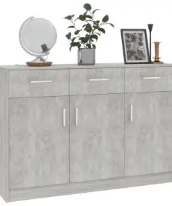 vidaXL Sideboard Concrete Grey 110x34x75 cm Chipboard