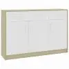 vidaXL Sideboard White and Sonoma Oak 110x34x75 cm Chipboard