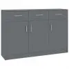 vidaXL Sideboard High Gloss Grey 110x34x75 cm Chipboard