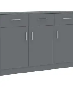 vidaXL Sideboard High Gloss Grey 110x34x75 cm Chipboard