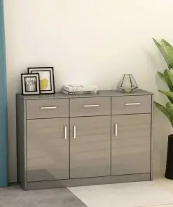 vidaXL Sideboard High Gloss Grey 110x34x75 cm Chipboard