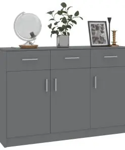 vidaXL Sideboard High Gloss Grey 110x34x75 cm Chipboard
