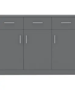 vidaXL Sideboard High Gloss Grey 110x34x75 cm Chipboard