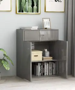 vidaXL Sideboard High Gloss Grey 60x30x75 cm Chipboard