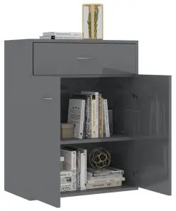 vidaXL Sideboard High Gloss Grey 60x30x75 cm Chipboard