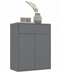 vidaXL Sideboard High Gloss Grey 60x30x75 cm Chipboard