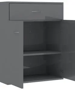 vidaXL Sideboard High Gloss Grey 60x30x75 cm Chipboard