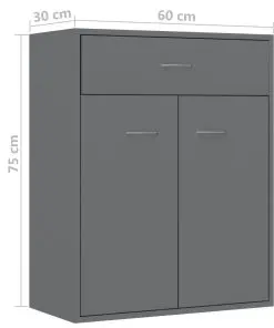 vidaXL Sideboard High Gloss Grey 60x30x75 cm Chipboard