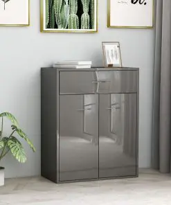 vidaXL Sideboard High Gloss Grey 60x30x75 cm Chipboard
