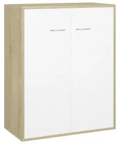 vidaXL Sideboard White and Sonoma Oak 60x30x75 cm Chipboard