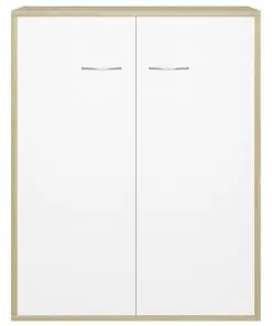 vidaXL Sideboard White and Sonoma Oak 60x30x75 cm Chipboard