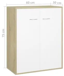 vidaXL Sideboard White and Sonoma Oak 60x30x75 cm Chipboard