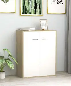 vidaXL Sideboard White and Sonoma Oak 60x30x75 cm Chipboard