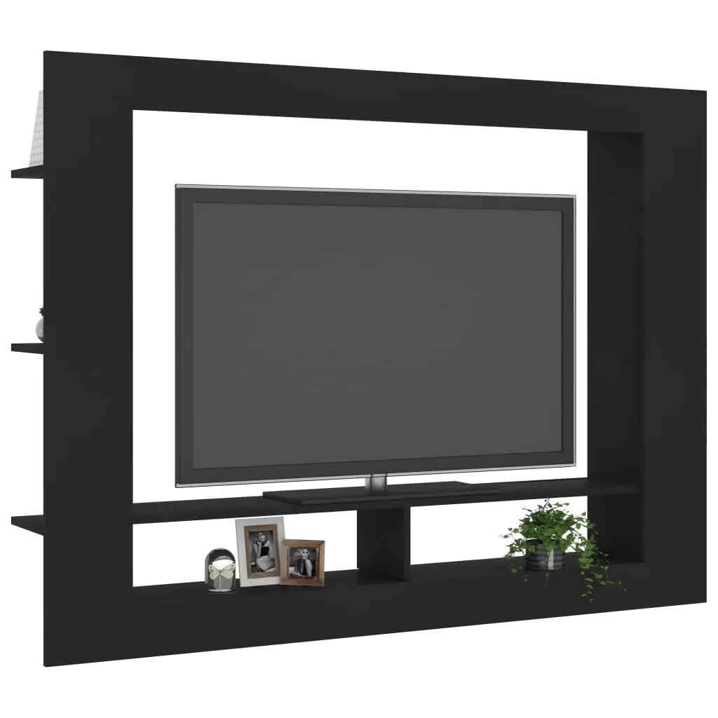 vidaXL TV Cabinet Black 152x22x113 cm Chipboard