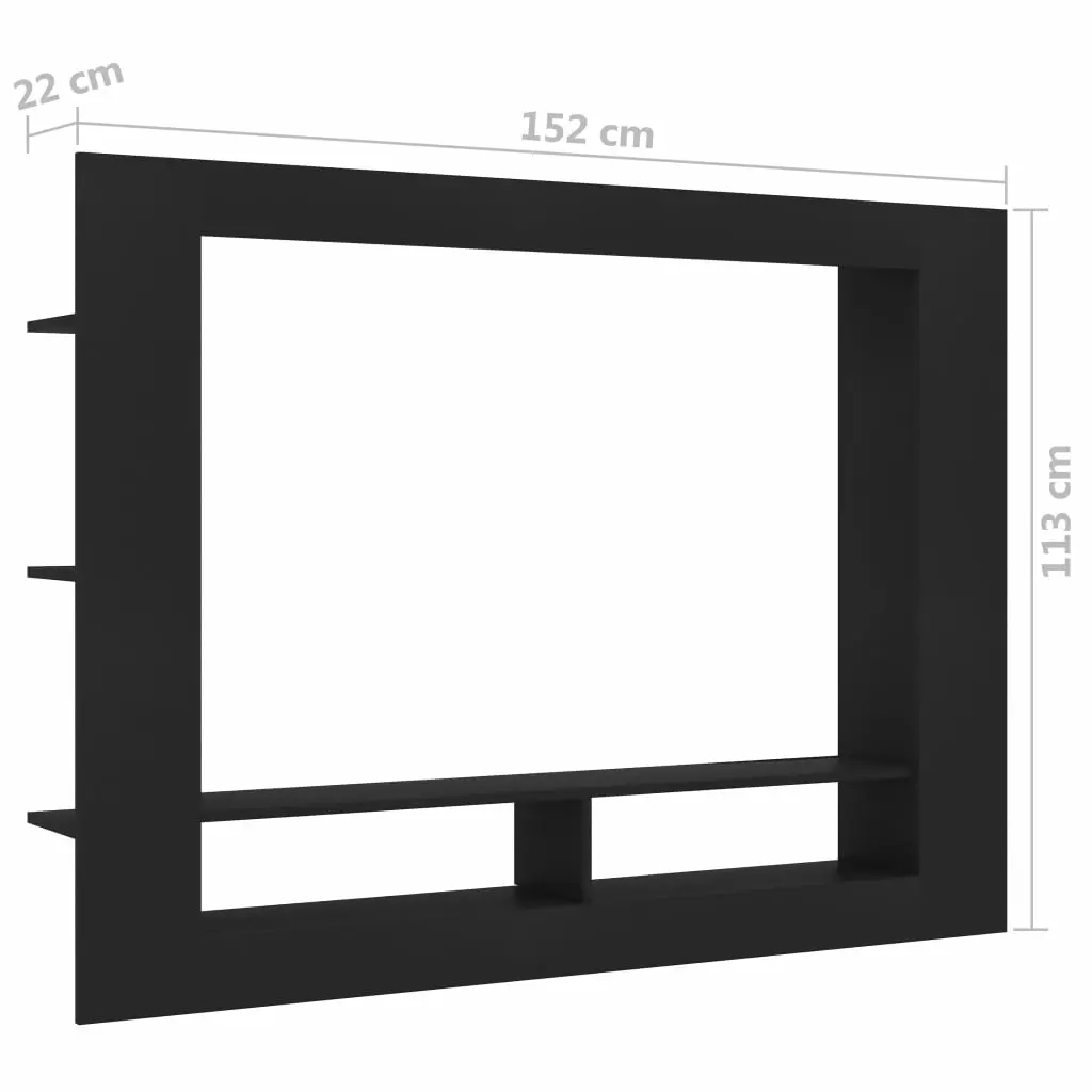 vidaXL TV Cabinet Black 152x22x113 cm Chipboard
