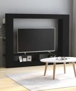 vidaXL TV Cabinet Black 152x22x113 cm Chipboard