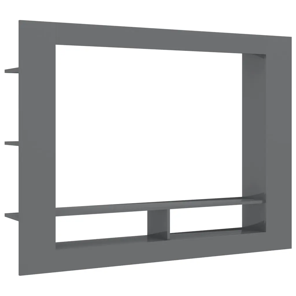vidaXL TV Cabinet High Gloss Grey 152x22x113 cm Chipboard