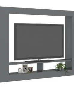 vidaXL TV Cabinet High Gloss Grey 152x22x113 cm Chipboard