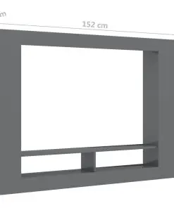 vidaXL TV Cabinet High Gloss Grey 152x22x113 cm Chipboard