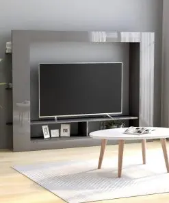 vidaXL TV Cabinet High Gloss Grey 152x22x113 cm Chipboard